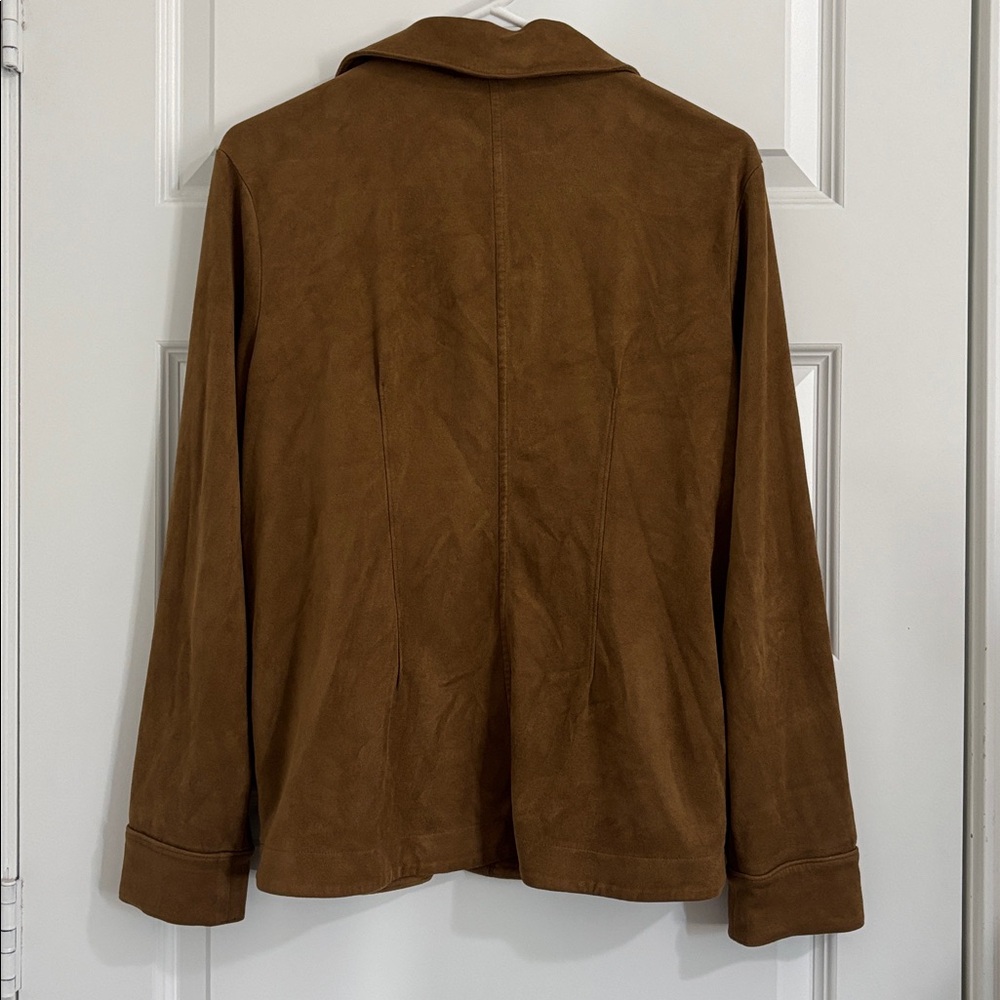 Vegan suede Banana Republic brown faux suede shirt jacket very soft size L - Picture 5 of 5